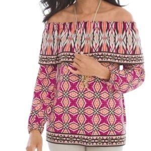 Chico's Off Shoulder Blouse | Multicolor | Long Sleeve | Size M